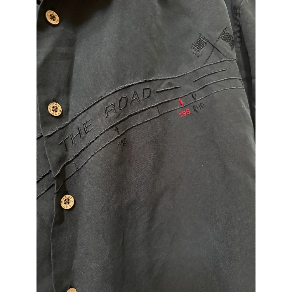 Bamboo Cay Mens King of the Road Racing Shirt Black Modal Embroidered Large